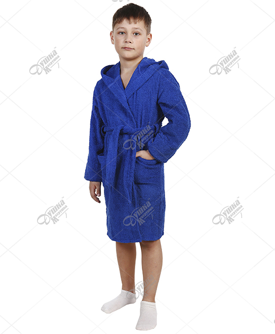 Синий детский халат с капюшоном для мальчиков купить│DM в Иваново