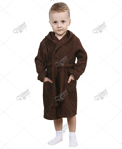 Детский коричневый халат с капюшоном