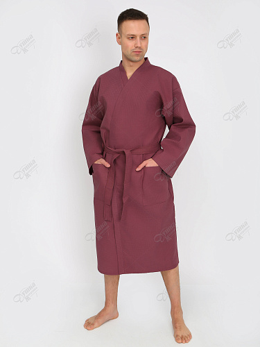 Мужской вафельный бордо кимоно