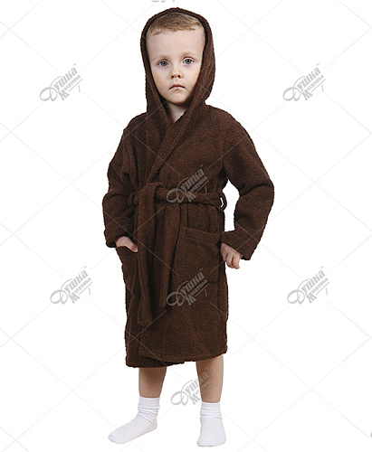 Детский коричневый халат с капюшоном