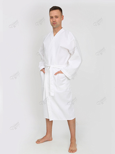 Мужской вафельный белый кимоно