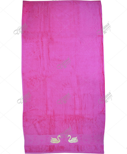 Полотенце махровое розовое "Лебеди" рис.1
