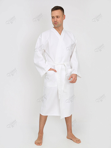 Мужской вафельный белый кимоно